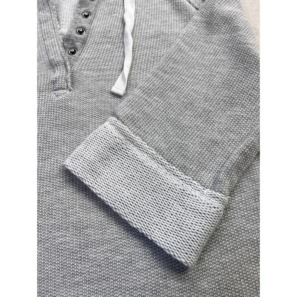 Soft Surroundings Just Beachy Hooded Henley Womens sz S Gray Pullover Top Spring - Picture 4 of 15